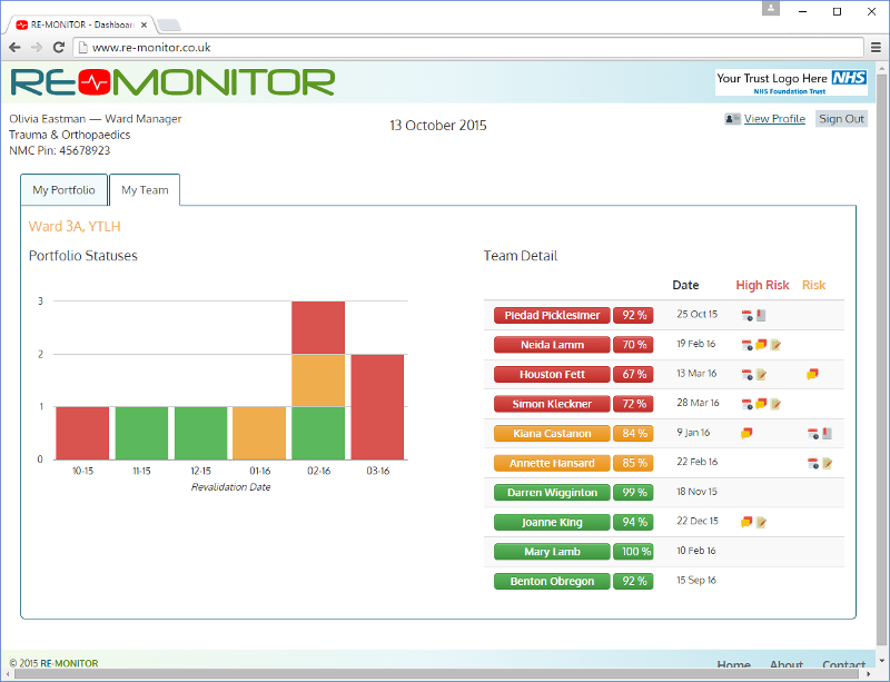 RE-MONITOR: Team leader dashboard for NMC revalidation portfolio